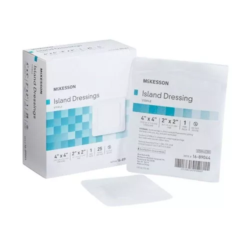 McKesson, Adhesive Dressing McKesson 4 X 4 Inch Polypropylene / Rayon Square White Sterile, Case Of 4