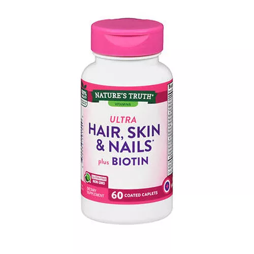 Nature’s Truth, Hair Skin & Nails Plus Biotin Coated Caplets, 60 Tabs