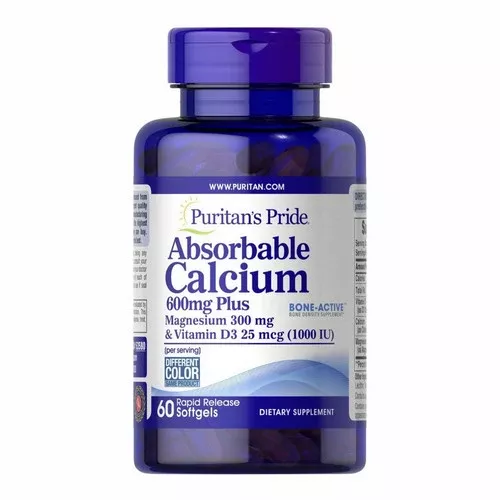 Puritan’s Pride, Absorbable Calcium + Magnesium & Vitamin D, 1000 IU, 60 Softgels