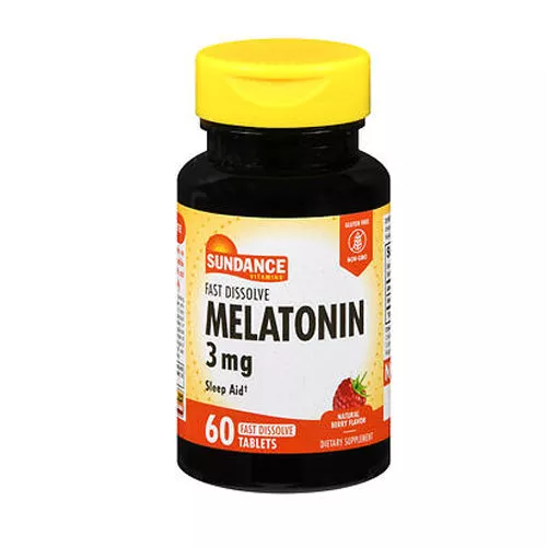 Sundance, Melatonin Fast Dissolve Natural Berry Flavor, 3 mg, 60 Tabs