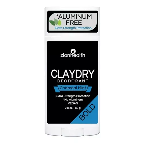 Zion Health, Claydry Bold Deodorant Charcoal Mint, 2.8 Oz